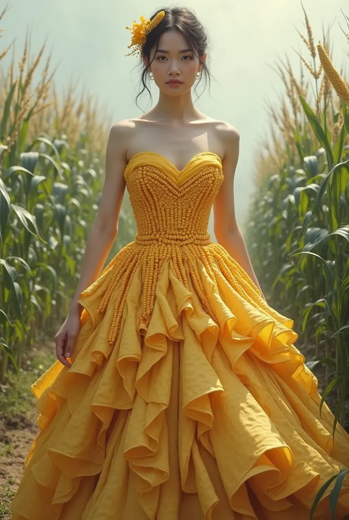 Tlady wearing a corn inspired gown 10 choices