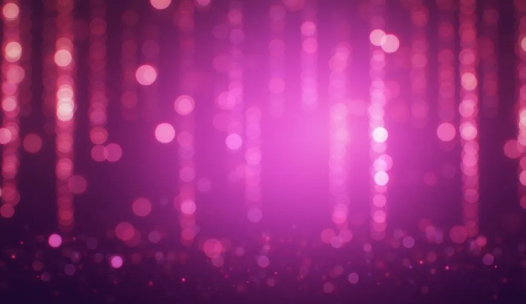 luxurious, soft-focus background with a deep purple gradient transitioning into a darker shade at the edges. The scene features elegant, glowing bokeh lights in various sizes, arranged in vertical patterns, creating a dreamy and festive ambiance. The bokeh...