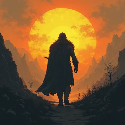 IMAGE TO REPRESENT THE NORSE TRADITION CONTAINING A SILHOUETTE OF A MAN WALKING FORWARD WITH STRONG SUNRISE LIGHTING BEHIND HIM AND A FAINT BACKGROUND OF NATURE 