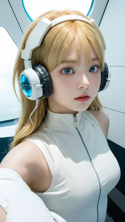 (top view),dynamic corner,super detailed,  illustration, close-up, directly, 1girl, 
 ((sorry: Aska Langley,  headset interface , RED bodysuit:1.4, blonde)),Her eyes shone like  Dreamy  stars,(glowing eyes:1.233),(beautiful and expressive eyes:1.1),(dispas...