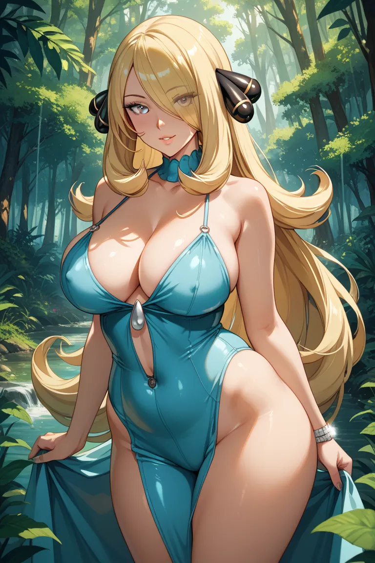 Cynthia (Pokemon, Big boobs, plump