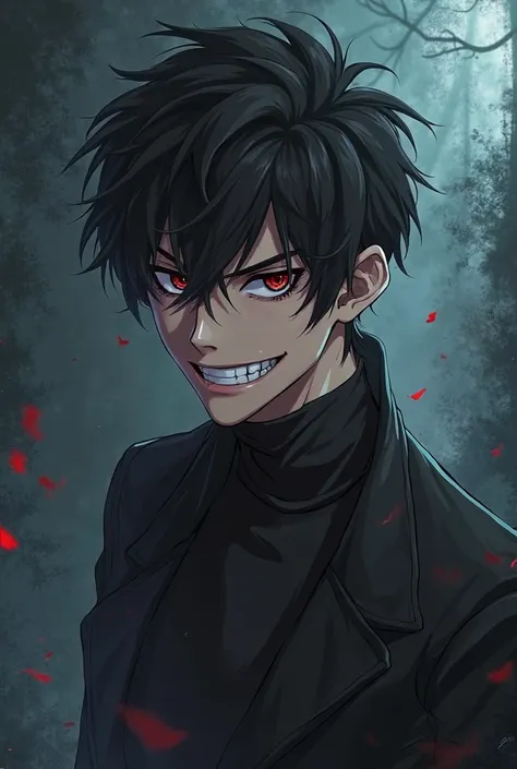 A hot boy laughing like devil anime image