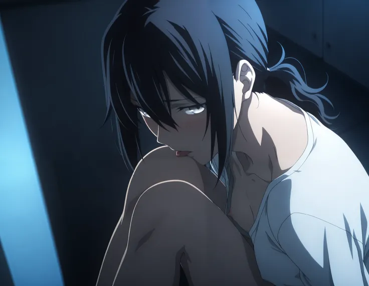 masterpiece, best quality, amazing quality, highres, absurdres, very aesthetic, high resolution, ultra detailed, perfect details, midnight,  ,indoors, ufotable style,  (blue hour), (from above, from side,),
 
1girl, solo, ufotable style, anime style,  (ani...