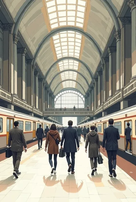 A paper drawing of a modern train station
Less realistic