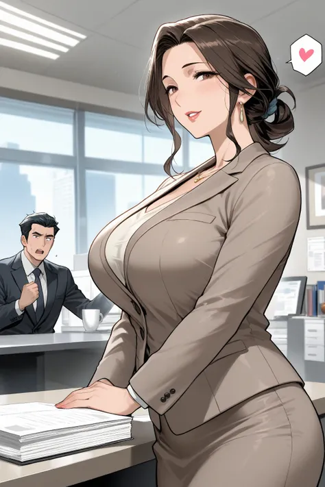  manga ,Mature Woman,Female Boss,spoken heart , office,suit,Give a punch to the boy you like