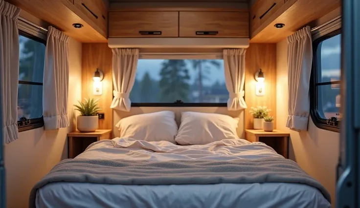 GIVE ME INTERIOR OF FORD  MOTOR HOME SAME TO SAME  BED