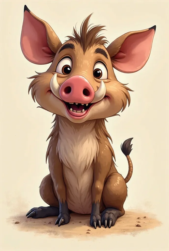 adult boar with small tusks pixar cartoon style cutie hand drawn two-dimensional 2d 