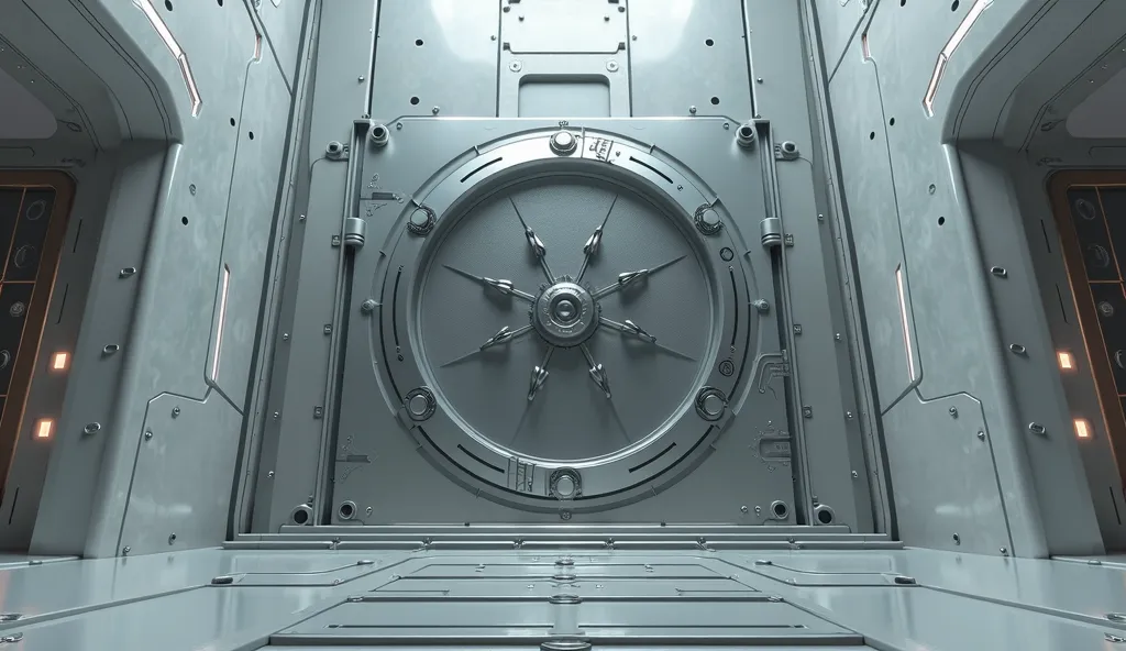 A huge safe is located in the center of the screen，Behind it is a huge vault，The whole should reflect a sense of the future and technology。