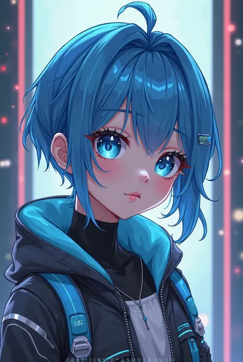 "Anime-style avatar of a cool character with blue hair and futuristic outfit."

"Cute anime girl/boy with big eyes and stylish look." Man avtar 