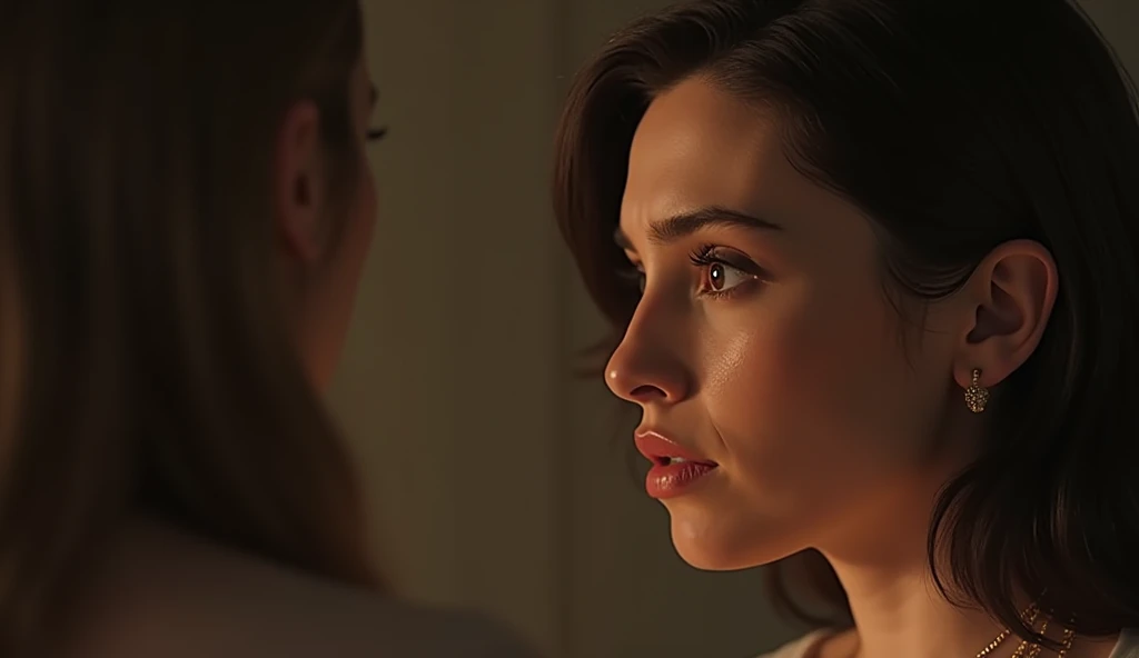 A close-up of Vanessa’s face, showing regret as she looks at Lily. Her previous arrogance is gone, replaced by guilt and shame. Lily looks back at her with uncertainty.