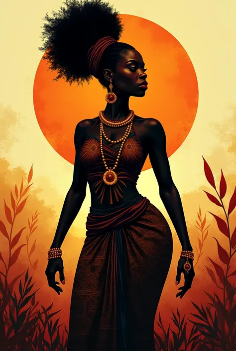 african woman slhouette vector 