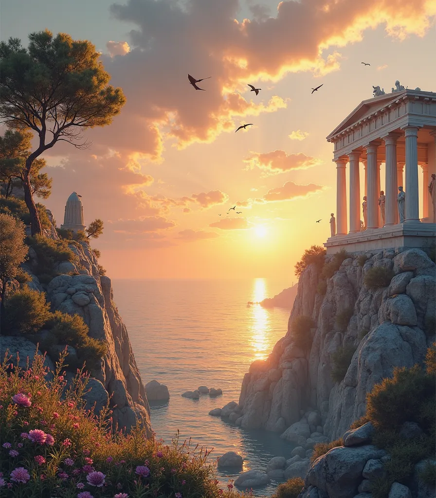 Of course! Here is a variation of the first prompt, keeping the  **neoclassical**, but with a unique touch:
*"Uma paisagem digital deslumbrante no estilo neoclassical, where a Greek temple in white marble with majestic Doric columns rests on the edge of a ...