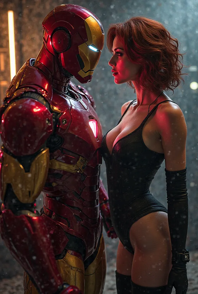 Black widow with big nipples iron man is lick 