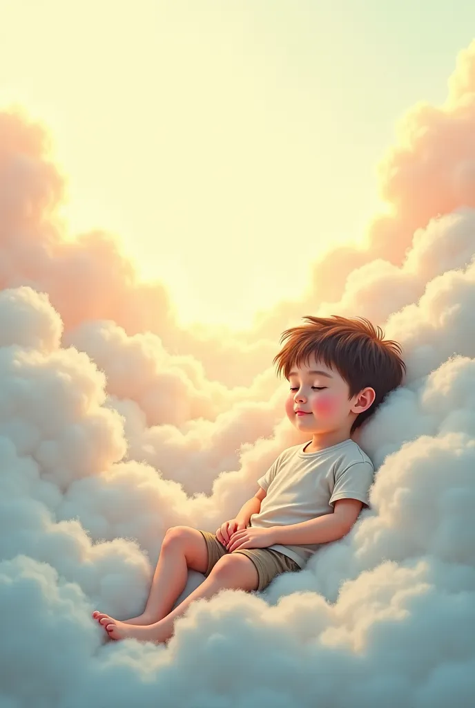 Dreamland and the young boy lying in the clouds