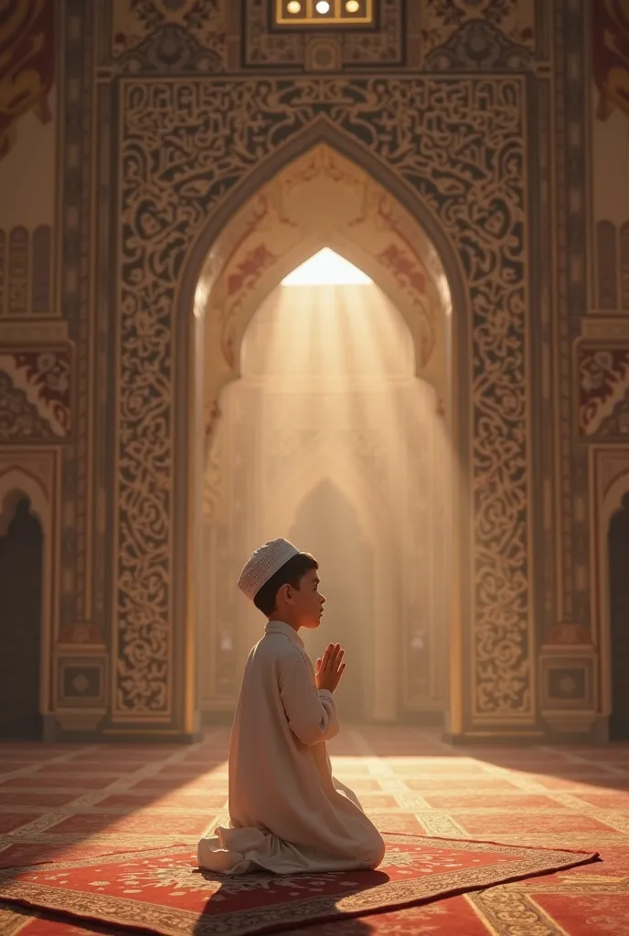 islamic boy pray in masjid