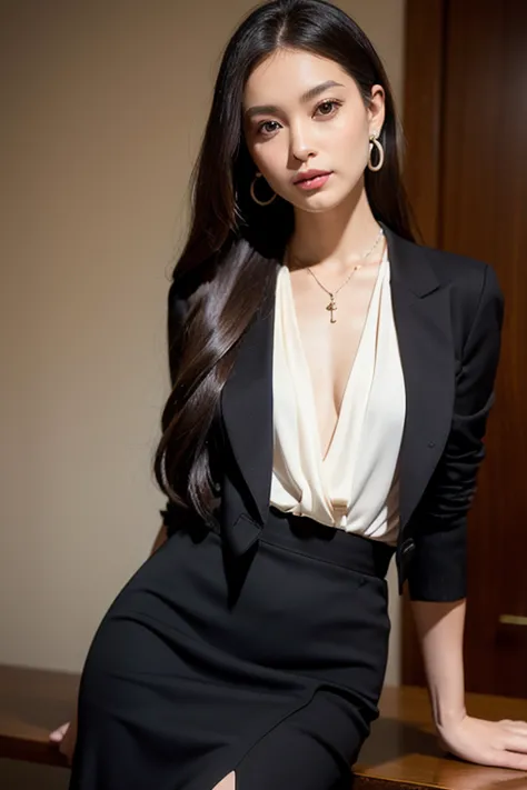 Beautiful woman with long, finely unraveled dark hair, sometimes tied in half or elegantly braided.

Dark brown sharp eyes radiating firmness, but also harbors a deep sadness.

The slender and graceful posture, always looks polite and authoritative.Simple ...