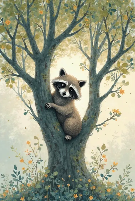 Raccoon on a tree wallpaper aesthetic 