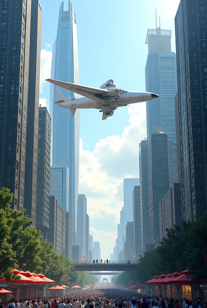 100 Years Later, Korea, Future Buildings, Airplane Filling the Sky