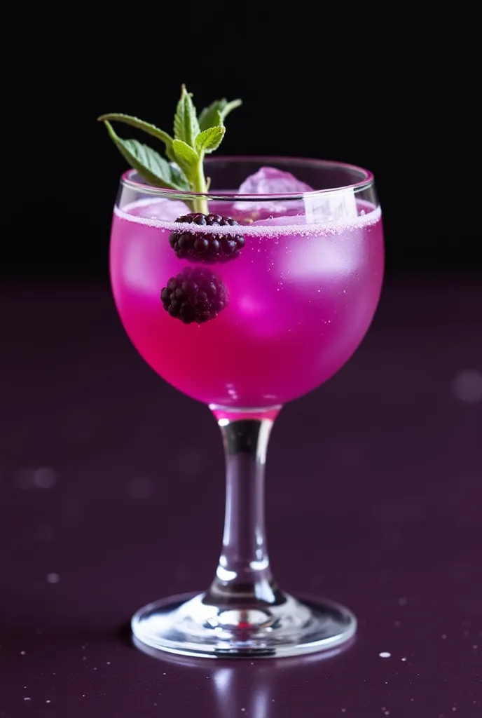 Coconut milk-based cocktail with Bourbon and blackberry syrup and mixed into the same consistency