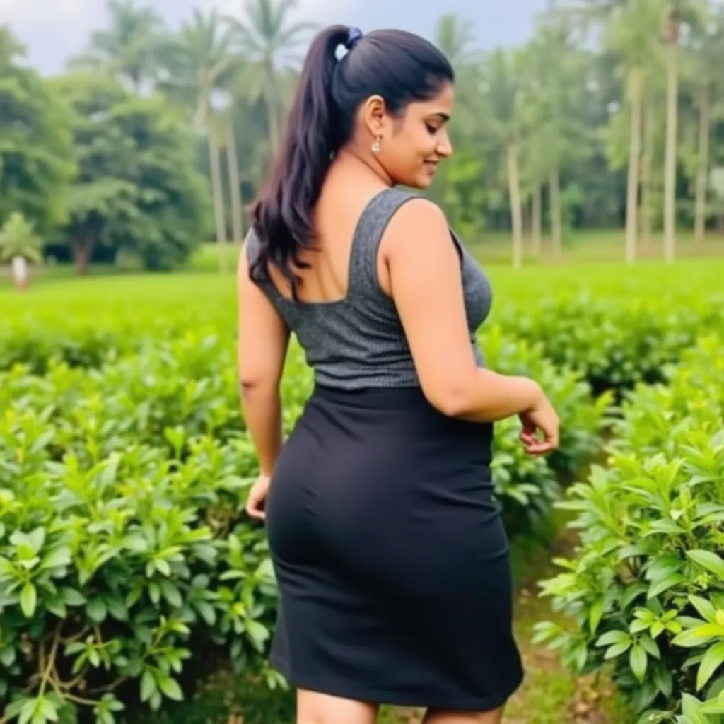 Indian young,rich office lady.35 years old age.she is curvy shaped.she is slim sized body. perfectly fit body figure with milf breast and she is fairness skin, black hair and full buttocks.wearing knee length long tight black colour skirt and gray small st...