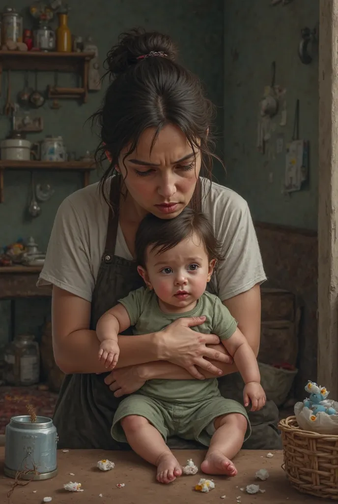 A mom struggling to make the house work and sitting the babys 