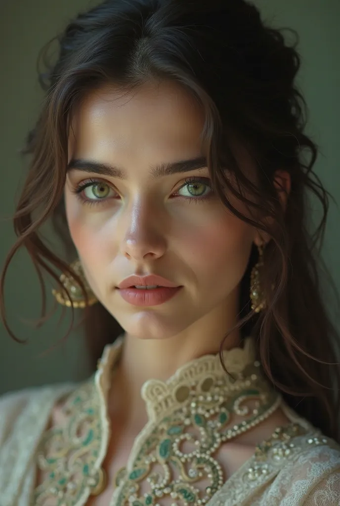 A stunningly beautiful Pakistani girl having green eyes 