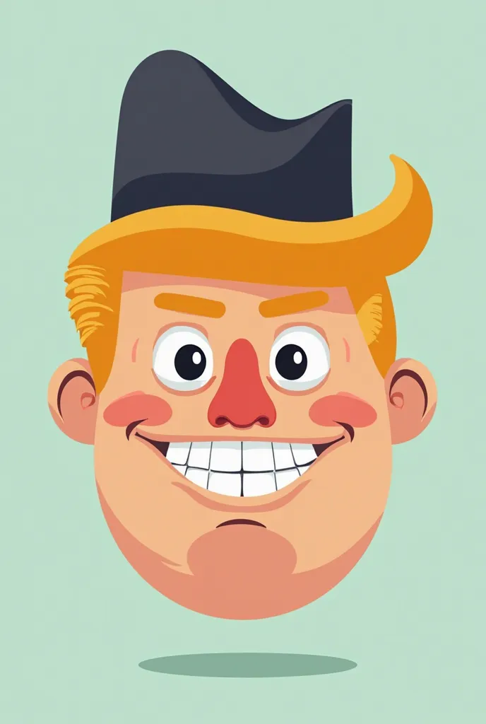 Vector flat cartoon image；face wearing a Donald Trump hat