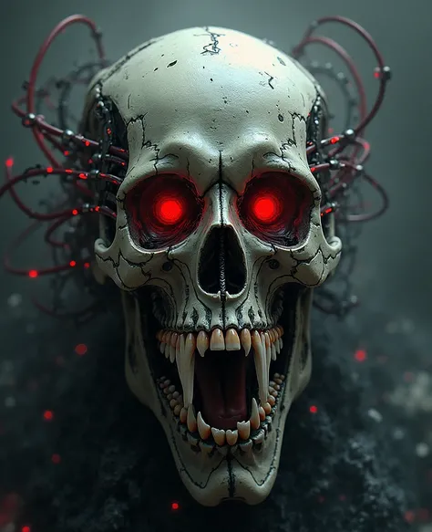 机械恶魔 Creates a vampire face by breaking and appearing inside the skull as part robot