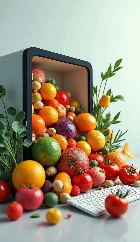 Fruit and vegetables from computer screen