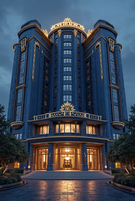 create me a picture of my hospital named "MediKalinga" the theme is dark blue and gold