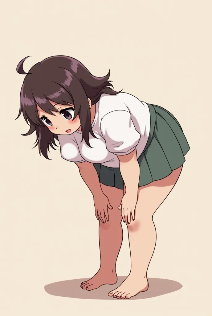 chubby anime girl bending over and farting.