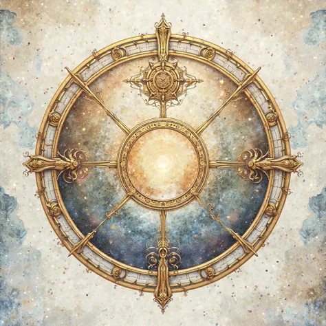 Design of luxury zodiac circle (((tarot card)), water color style, absolute circle.