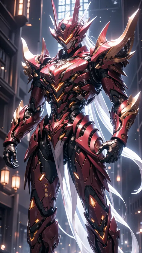 realistic,shiny,Mecha,(Mecha武士:1.2),red glowing rune, Movie Poster ,backlit,high contrast,(( masterpiece, of the highest quality,high resolution, Realistic photo,8k,wallpaper))