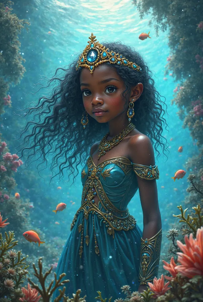 The young dark black africa girl saw herself, not as the confused girl of a village, but as a princess of the water kingdom. Dark black dark Africa fantasy
