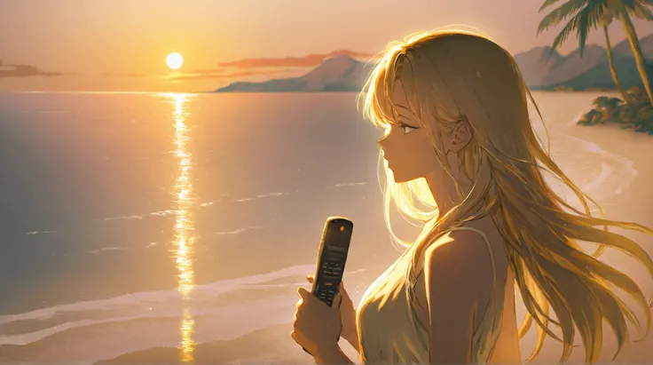 Survive on an isolated island in a remote sea　Seaside　A beautiful girl is left alone　I want to get out of here　I want to crash land in a safe zone　Movie anime style　high quality　 long hair 