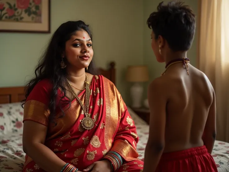 a 40years old gorgeous woman, chubby, shaggy hair a beautiful gorgeous thick chubby indian hindu woman wearing sexy saree and blouse , woman orgasm face, big breasts, cleavage, bindi on her forehead, sexy curvy figure, radiant glowing white skin, beautiful...