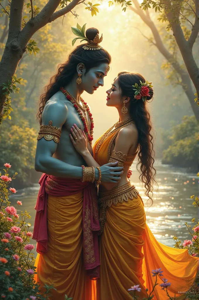 Krishna and Radha aesthetic pic 