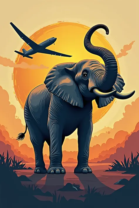 elephant logo combined with plane logo for tourism