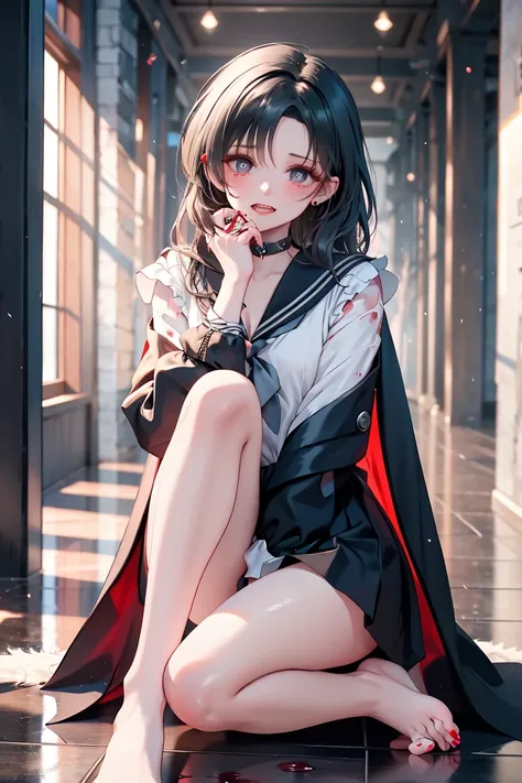 highest quality, High Resolution,  Dark Fantasy Art 。

the black sailor suit shakes。I have a girl chained to the cold, damp floor。(full body shot)、
the vampire inside her wakes up、the enemy's magic(her heart hasn't fallen:1.4)。
(her vertical dark pupils gl...