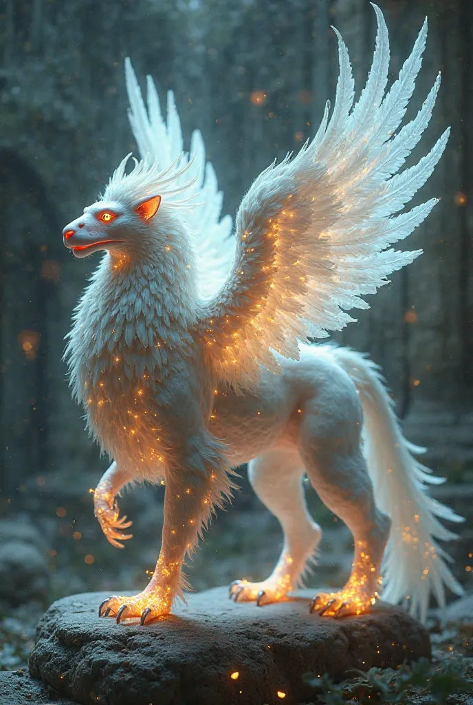 Tartarian era griffin depiction very realistic made.of light style 