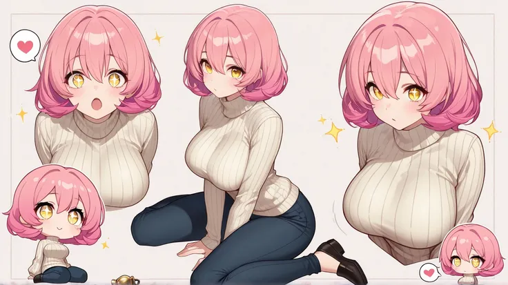 /1083500025,nsfw, masterpiece, highest quality, great image quality, very aesthetic, High Resolution,  latest, hyper-detailed, 1 girl crouching,dusty,(weathering wave), pink hair near MM, highly detailed eyes, (contoured eyes:1.2), yellow eyes, big breasts...