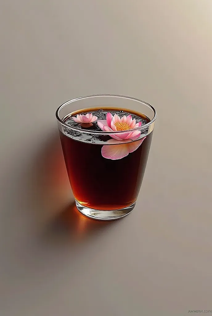 Lotus petals float on the surface of coffee