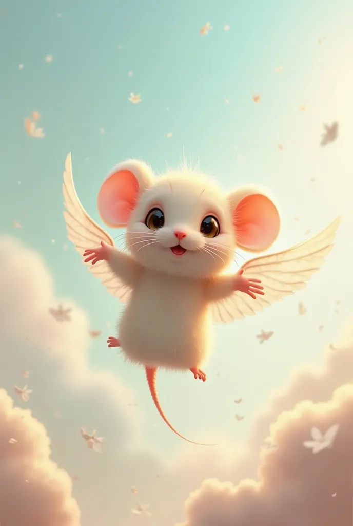 A very cute little mouse flying