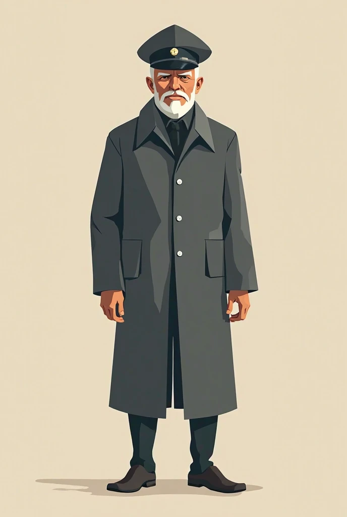 craete a comics 2d character  old man guard, minimalistic design , minimalistic vector 