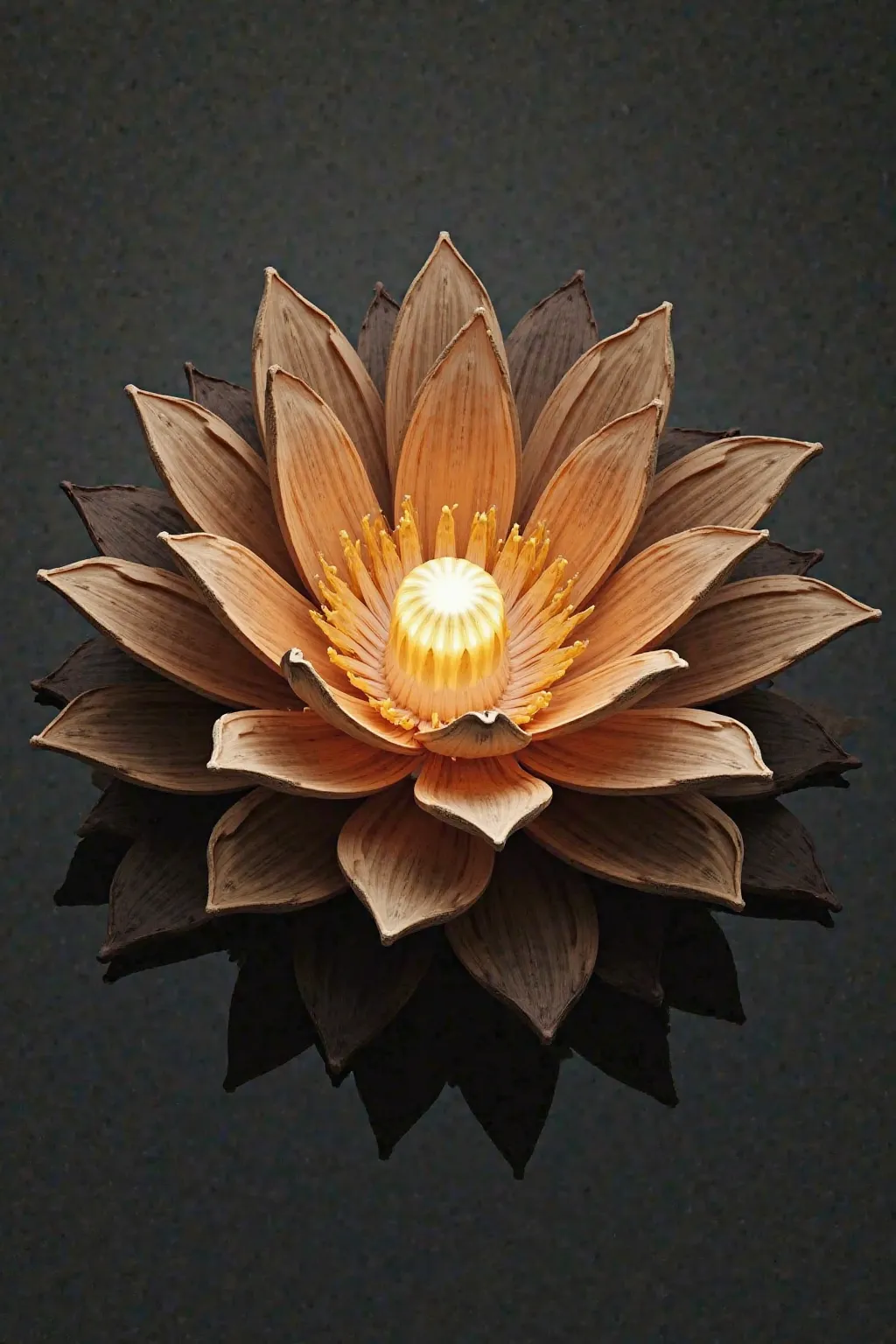 Un symbole raffiné de fleur de lotus, fusionnant élégance et précision technique. Chaque pétale est inspiré par l’architecture contemporaine, évoquant la structure et l’équilibre du design d’intérieur. Les nuances et textures rappellent le bois et les maté...