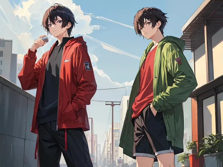 (2 Men:1.4),(2 Men:1.4),Male sports scholarship student,Refreshing Boy,naive boy,male character,(is cool:1.2),[cute],
black hair short hair, young,eye,(usually),(daily:1.2),(animeスタイル,anime効果,anime),,(The human body is structurally accurate ),(face:1.06),d...