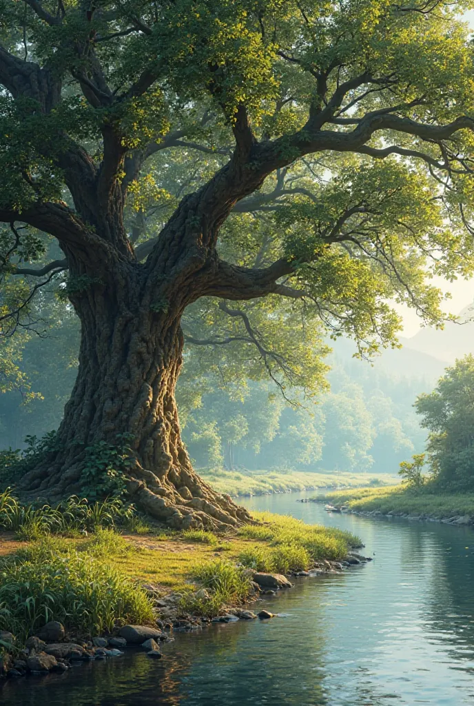 In the shade of an old oak by the river in the shade of an old oak by the river