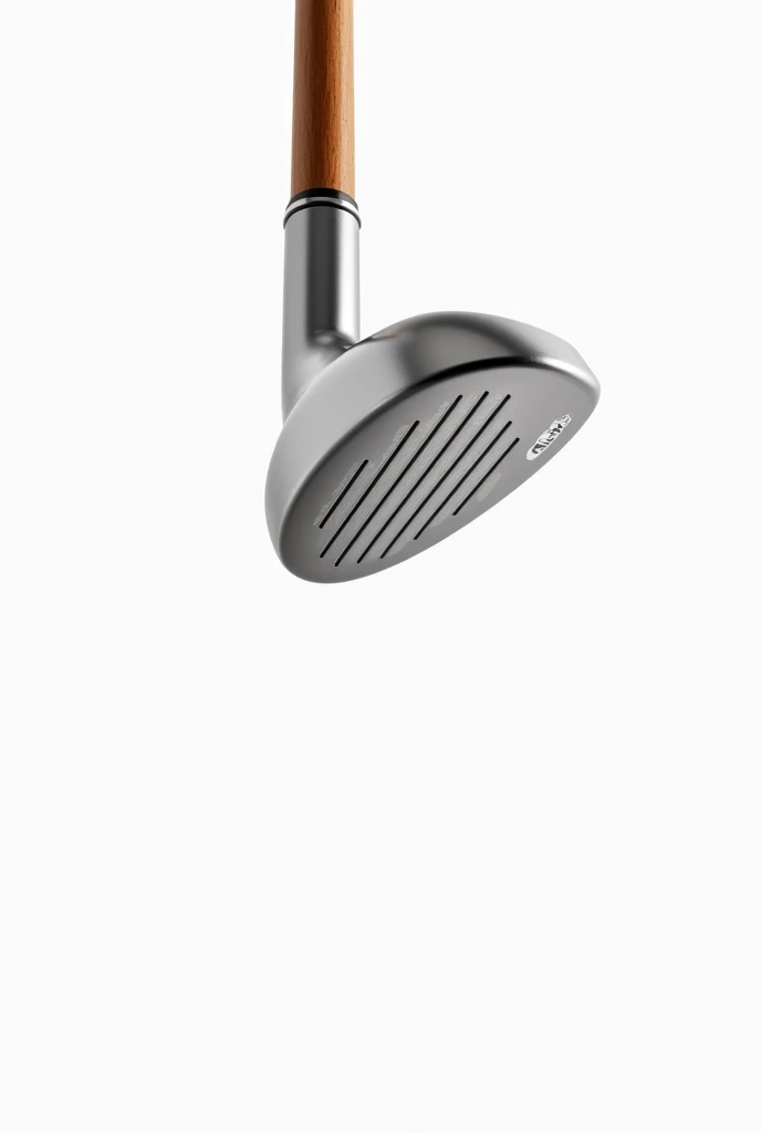 Premium golf club with stainless steel head and polished wooden shaft, isolated on a white background, professional lighting, ultra-HD, 8K --ar 4:3