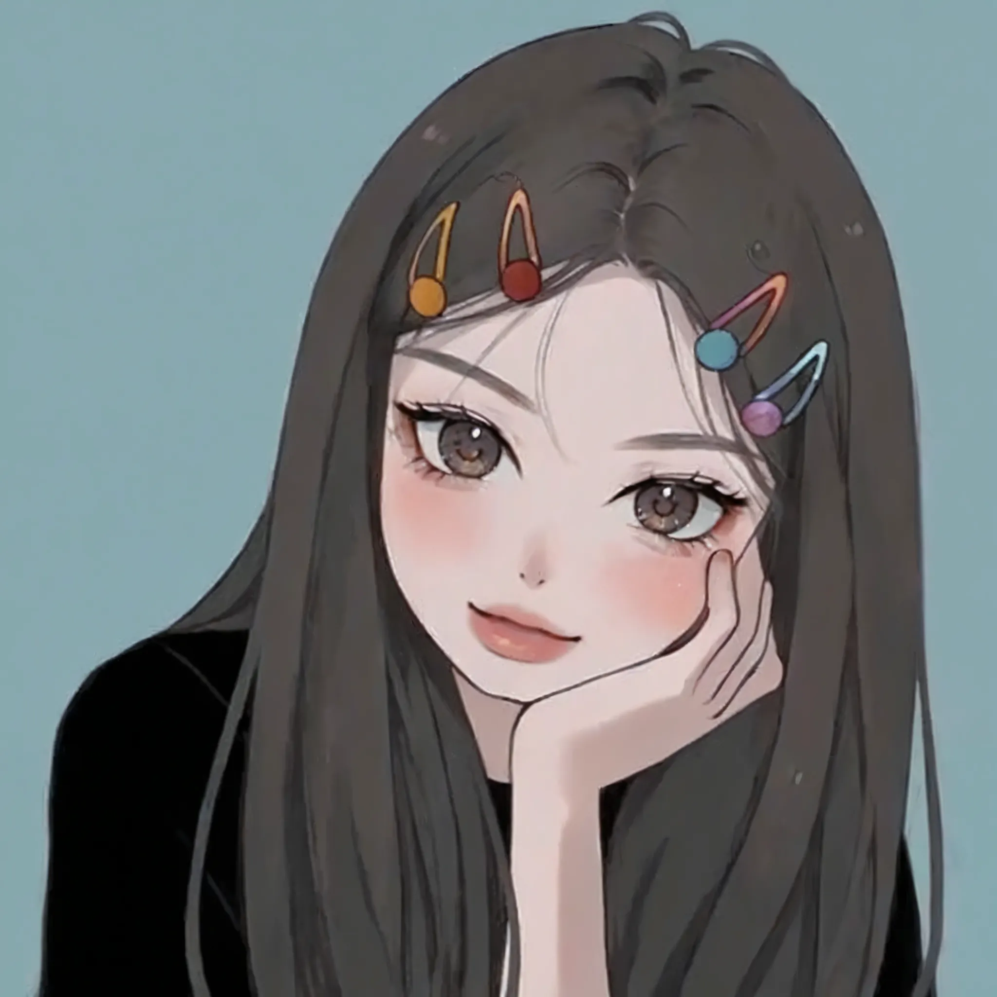 anime girl with long black hair and a headband with musical notes, cute art style, in an anime style, beautiful anime style, beautiful drawing style, beautiful anime portrait, cute anime girl portraits, realistic anime art style, realistic cute girl painti...