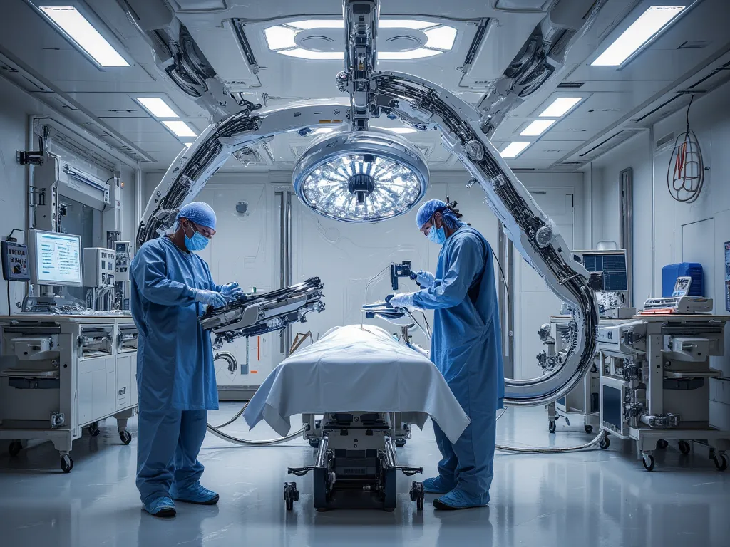 Inside the operating room, Inside the medical room, ornamentation, Modern medical instruments, images, Masterpiece, movies, Details are clear, front view.